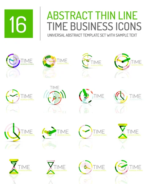 Geometric clock and time icon set — Stock Vector