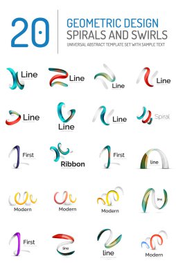 Logo toplama, şerit dalgalar, swirls, spiral