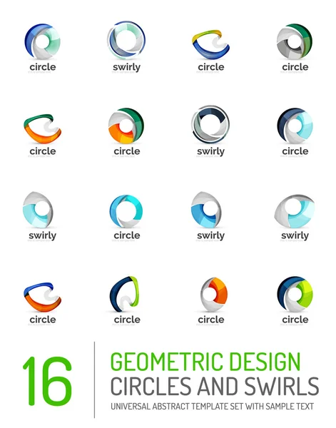Conjunto de iconos geométricos abstractos de círculos y remolinos — Archivo Imágenes Vectoriales