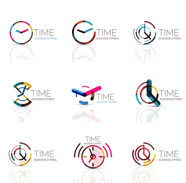 Reloj geométrico y conjunto de iconos de tiempo — Vector de stock