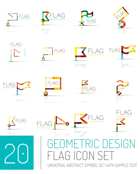 Flag icon logo set, linear design — Stock Vector