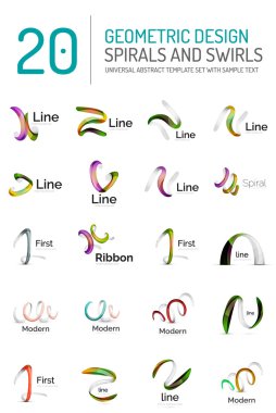 Logo toplama, şerit dalgalar, swirls, spiral