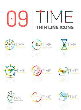 Geometrik saat ve saat Icon set