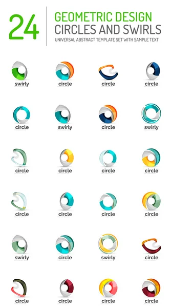 Geometric abstract circles and swirls icon set — Stock Vector