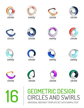 Geometrik soyut daireler ve swirls Icon set