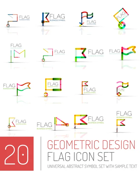 Conjunto de logotipo do ícone da bandeira, design linear —  Vetores de Stock