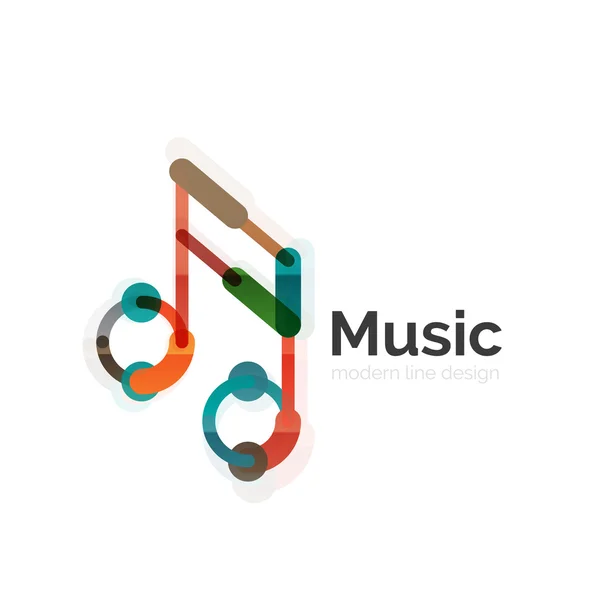 Logo de note de musique, dessin géométrique plat à ligne mince — Image vectorielle