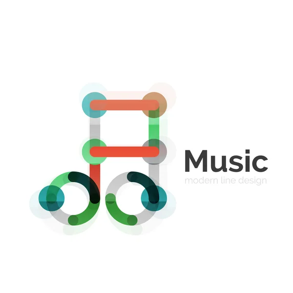 Logo della nota musicale, design geometrico piatto a linea sottile — Vettoriale Stock