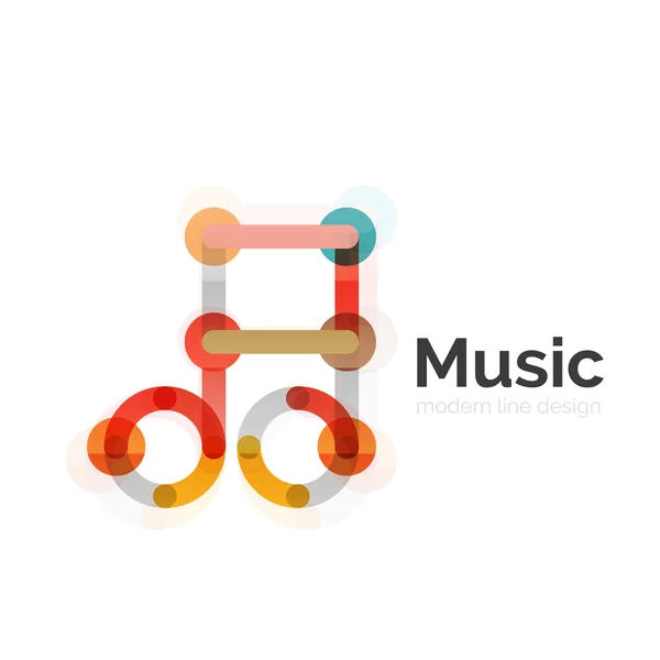 Hudební Poznámka logo, ploché tenké linie geometrické konstrukce — Stockový vektor