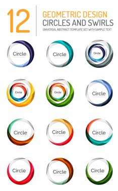 Soyut swirls ve daireler, logo koleksiyonu kümesi
