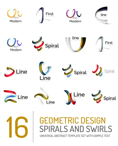 Logo insamling, band vågor, virvlar, spiraler — Stock vektor