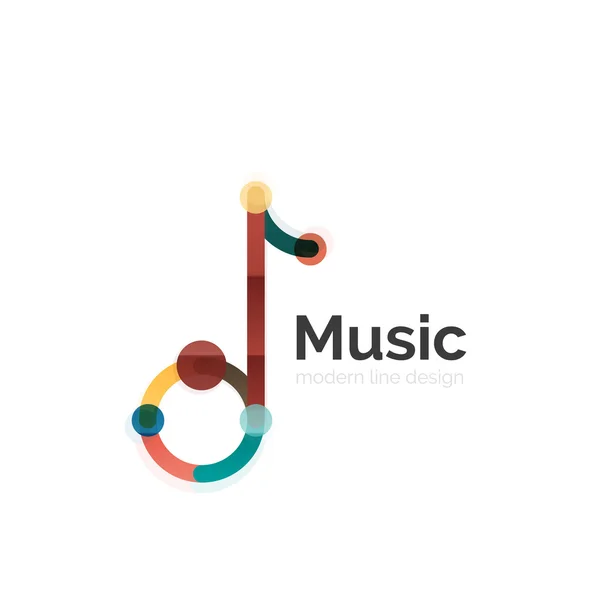 Logo della nota musicale, design geometrico piatto a linea sottile — Vettoriale Stock