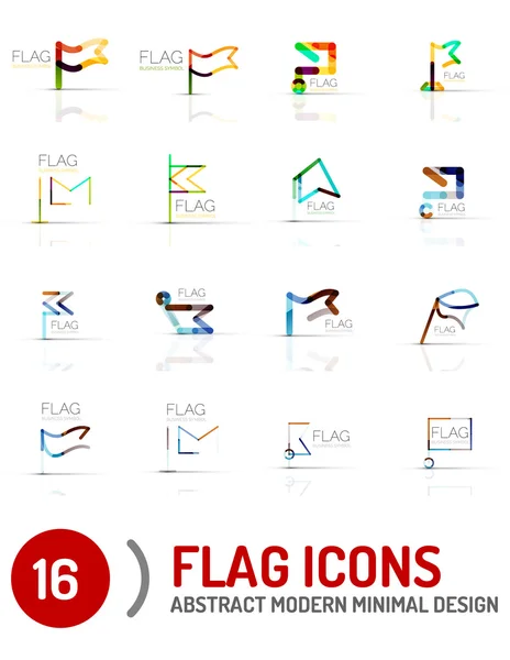 Flaggensymbol Logo Set, lineares Design — Stockvektor