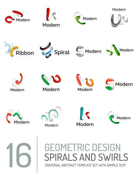 Logo collection, ribbon waves, swirls, spirals — Stock Vector