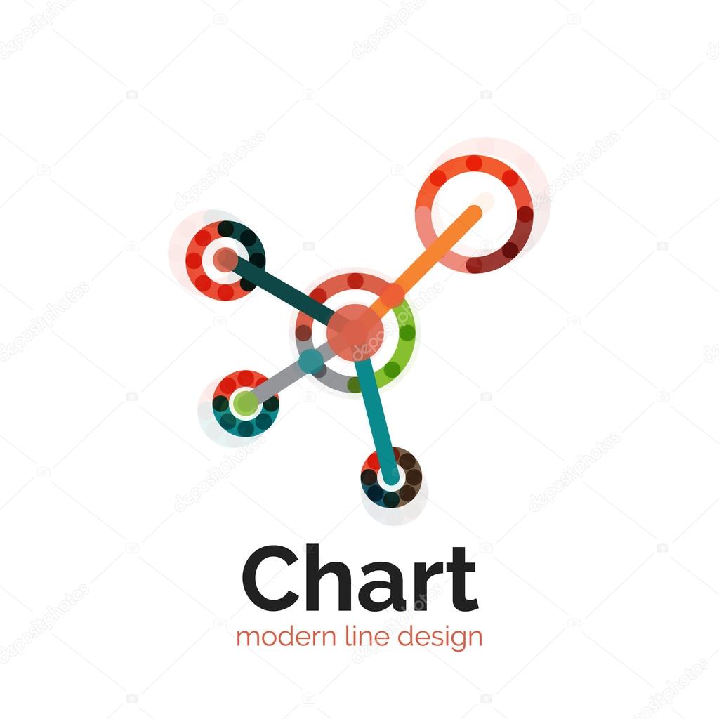 Thin line chart logo design. Graph icon modern colorful flat style. Vector icon