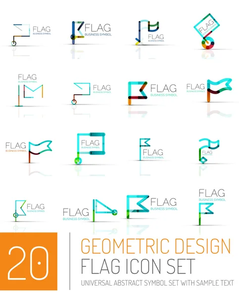 Conjunto de logotipo do ícone da bandeira, design linear —  Vetores de Stock