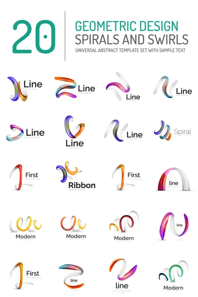 ロゴのコレクションのリボン波、渦巻き、渦巻き — ストックベクタ