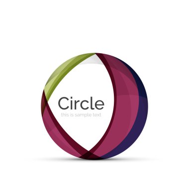 Daire logo. Şeffaf örtüşen girdap şekiller. Modern temiz iş simgesi