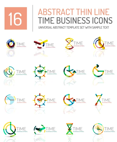 Geometric clock and time icon set — Stock Vector