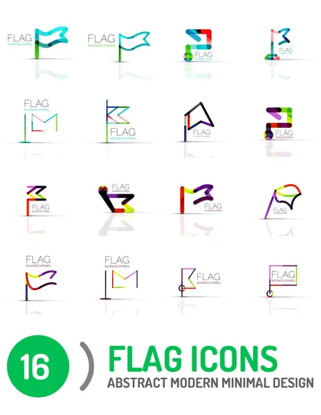 Набор символов флага, линейный дизайн — стоковый вектор