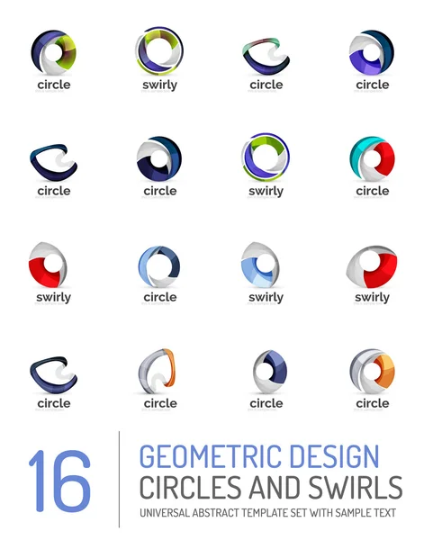 Geometric abstract circles and swirls icon set — Stock Vector