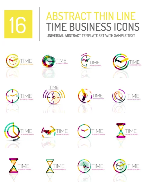 Reloj geométrico y conjunto de iconos de tiempo — Vector de stock