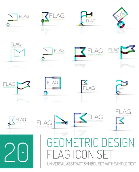 Flaggensymbol Logo Set, lineares Design — Stockvektor