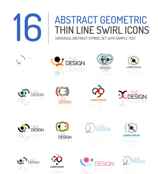 Raccolta di loghi astratti lineari - turbinii e cerchi — Vettoriale Stock