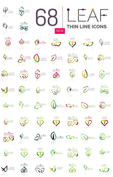 Thin line leaf geometric icons — Stock Vector
