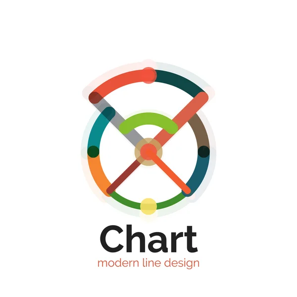 Tunn linje diagram Logotypdesign. Ikonen moderna färgglada platt diagramformatet — Stock vektor