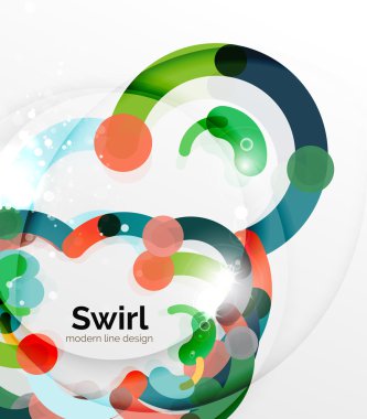 Renkli düz tasarım arka plan. Girdap ve daire beyaz çizgiler şeklinde