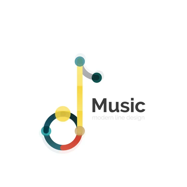 Müzik Not logosu, düz ince çizgi geometrik tasarım — Stok Vektör