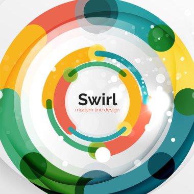 Renkli düz tasarım arka plan. Girdap ve daire beyaz çizgiler şeklinde