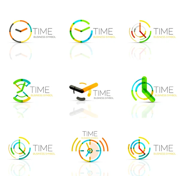 Geometric clock and time icon set — Stock Vector