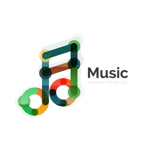 Logo della nota musicale, design geometrico piatto a linea sottile — Vettoriale Stock