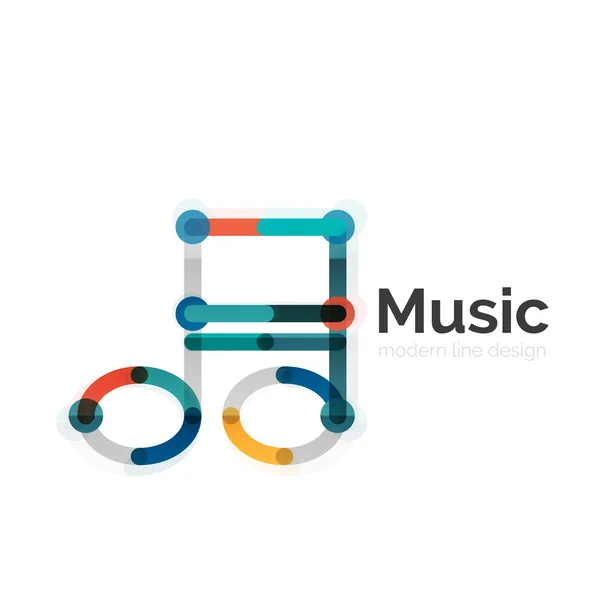 Logo della nota musicale, design geometrico piatto a linea sottile — Vettoriale Stock