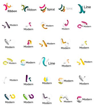 Set of abstract ribbon logo icons clipart