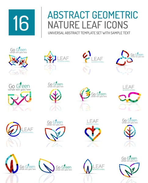 Geometric leaf icon set — Stock Vector