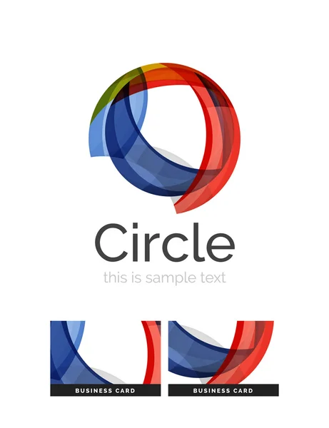 Circle logo. Transparent overlapping swirl shapes. Modern clean business icon — Stock Vector