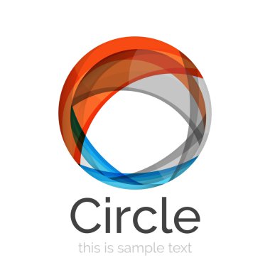 Daire logo. Şeffaf örtüşen girdap şekiller. Modern temiz iş simgesi
