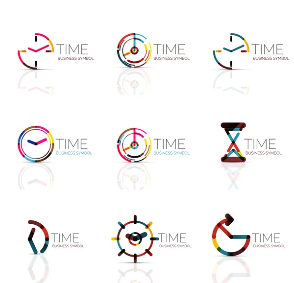 Reloj geométrico y conjunto de iconos de tiempo — Vector de stock