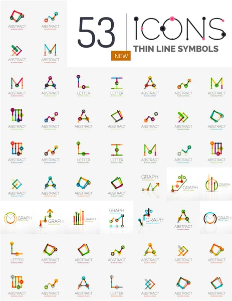 Sammlung linearer abstrakter Logos — Stockvektor