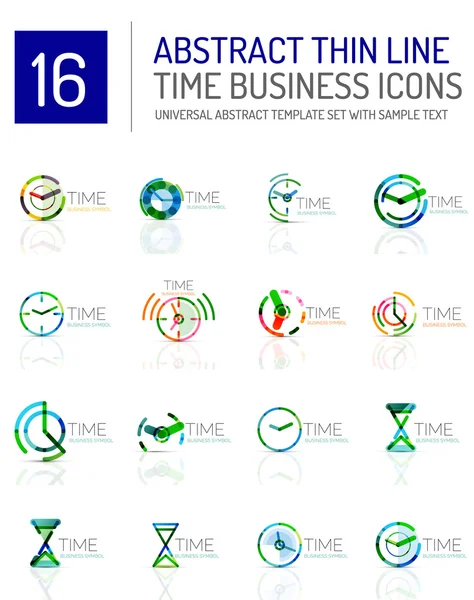 Geometric clock and time icon set — Stock Vector