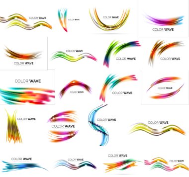 Bulanık dalga çizgiler ile parlak ışık efektleri kümesi