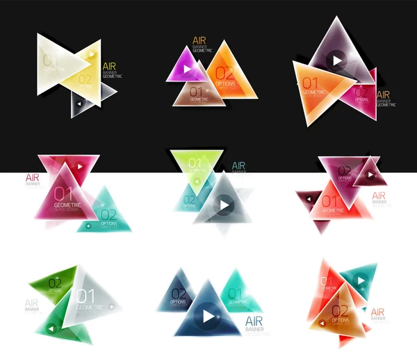 Collection de boîtes Web triangulaires bannières, milieux d'affaires, présentations — Image vectorielle