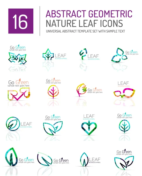 Geometric leaf icon set — Stock Vector