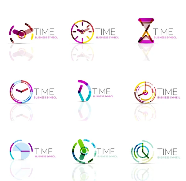 Horloge géométrique et icône de temps ensemble — Image vectorielle