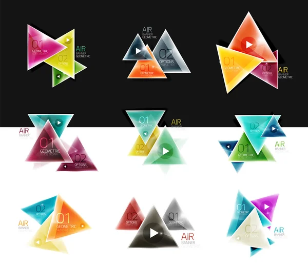 Raccolta di scatole web triangolo banner, sfondi aziendali, presentazioni — Vettoriale Stock