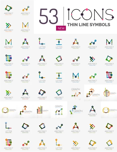 Collection of linear abstract logos — Stock Vector