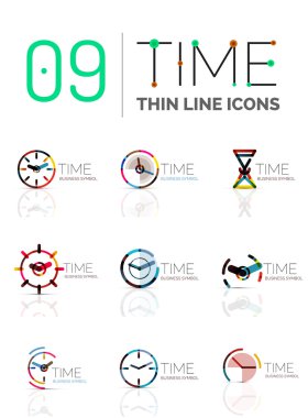 Geometrik saat ve saat Icon set